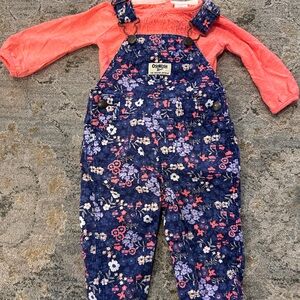 OshKosh B'gosh Navy Floral Overalls